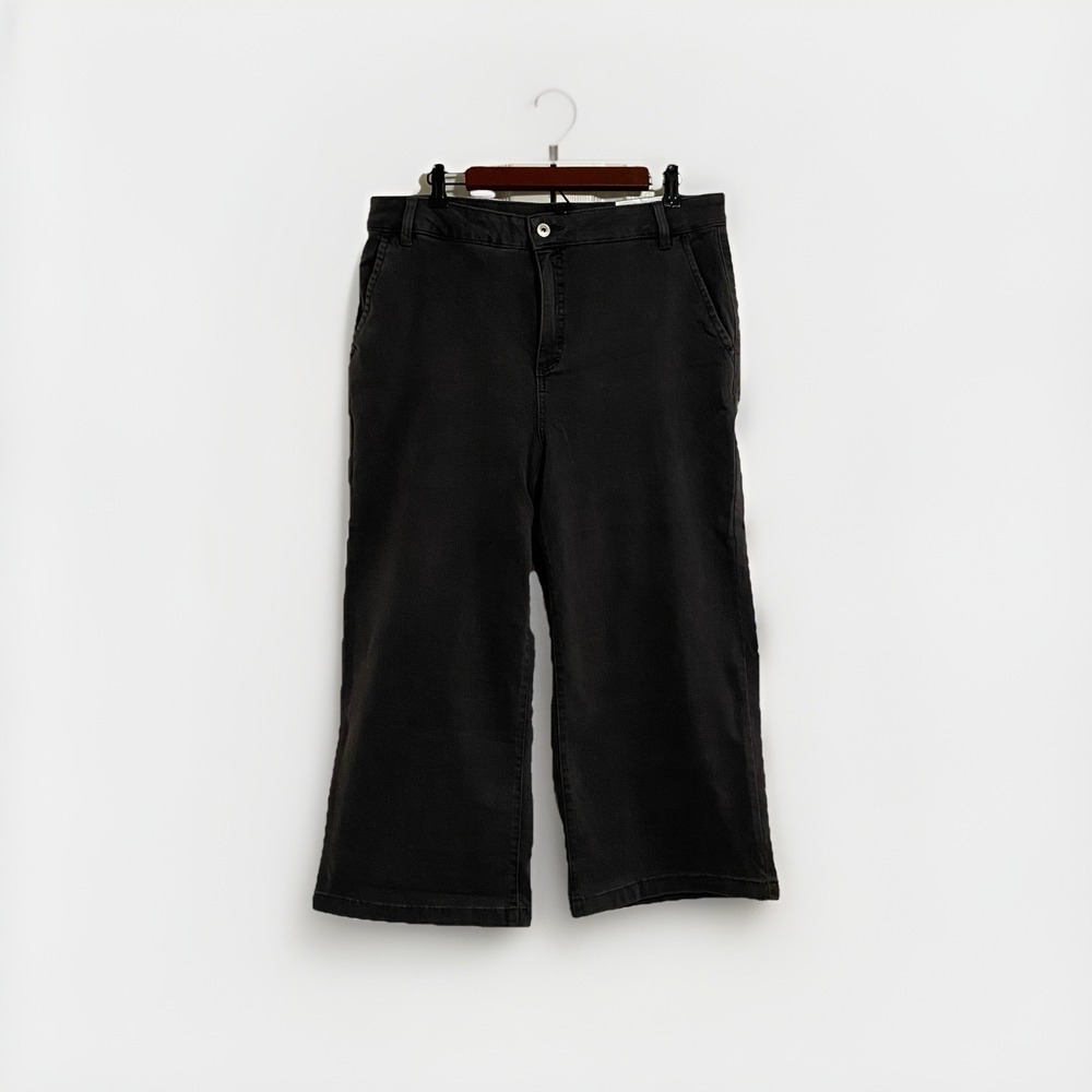 Style & Co Women's Jeans Size 16 Dark Grey Crop Wide‎ Leg Jeans
